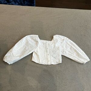 Zara Kids White Lace Long Sleeve Top